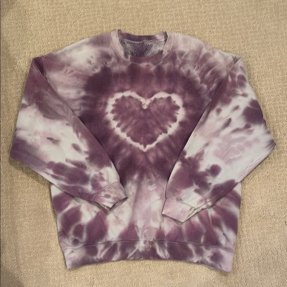 Purple Tie-Dye Heart Sweatshirt